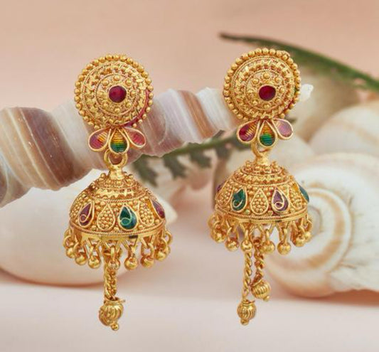 Halltree Gold Plated Earrings Jhumka set