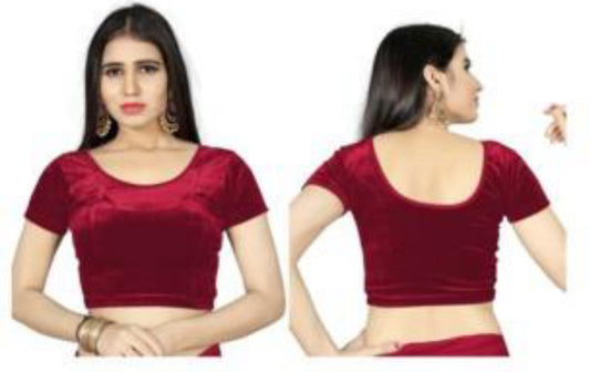 Trendy Stretchable Readymade Velvet Blouse For Women