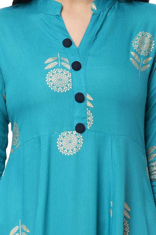 Women Floral Print Rayon Anarkali Kurta