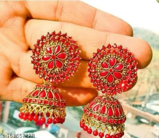 Elegant Red Party Wear Jhumka