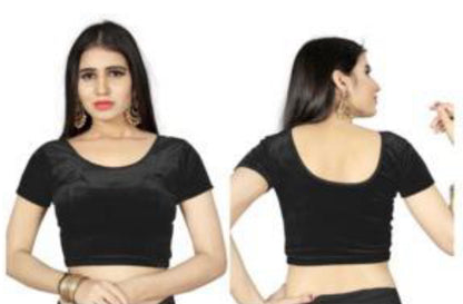 Trendy Stretchable Readymade Velvet Blouse For Women
