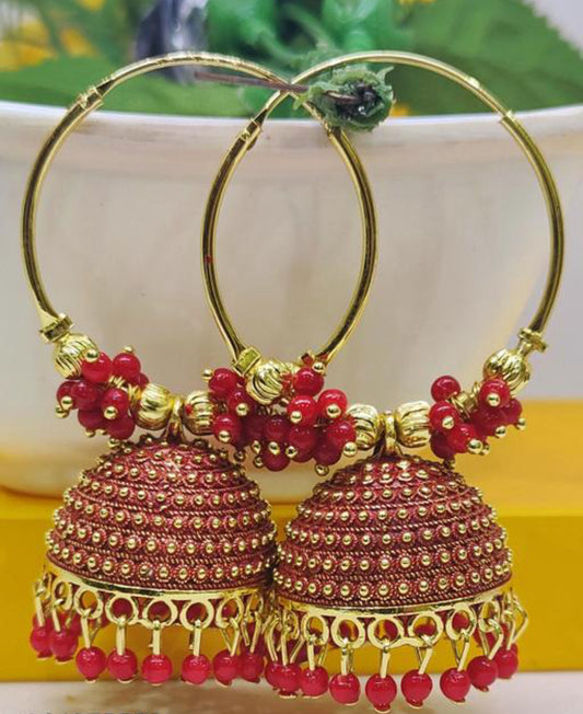 Traditional Gold Pearl Jhumka