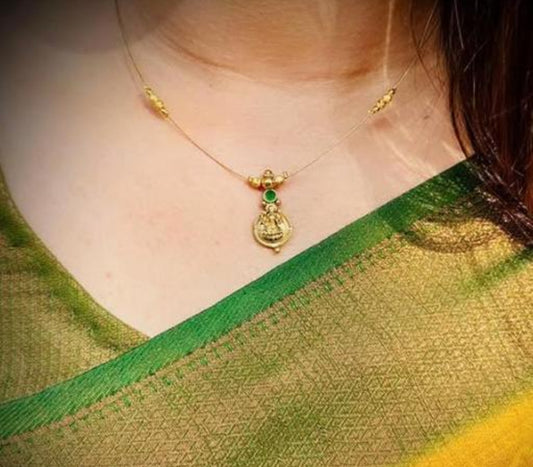 Invisible necklace with lakshmi coin locket pendant antique